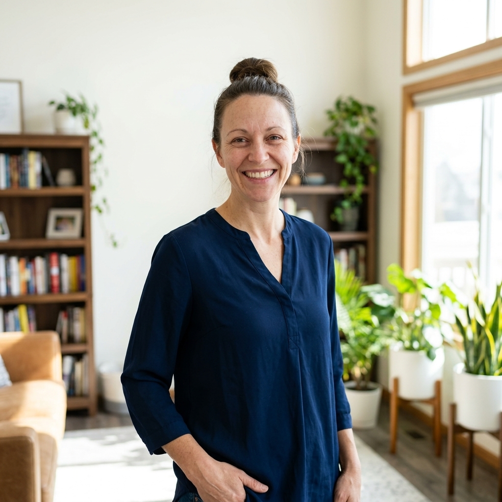 Person at home reading about digestive wellness