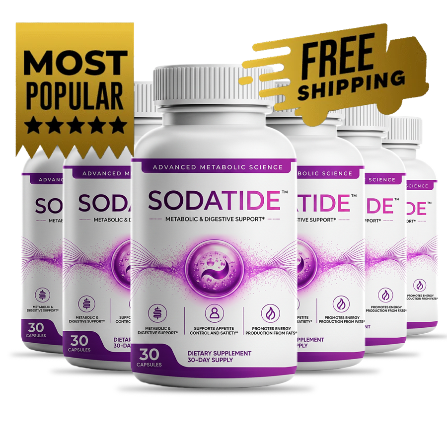 SodaTide gut health capsule bottles